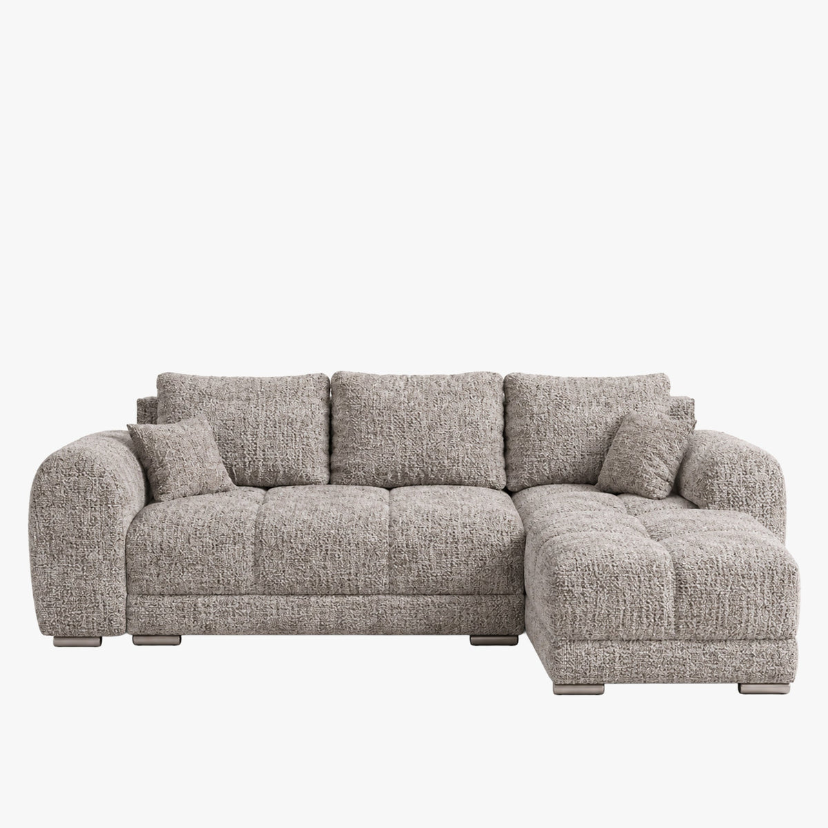 KAMILIA Canapé d'angle convertible avec coffre en tissu gris - Angle droit - Canapé d'angle convertible - Mobilier Deco