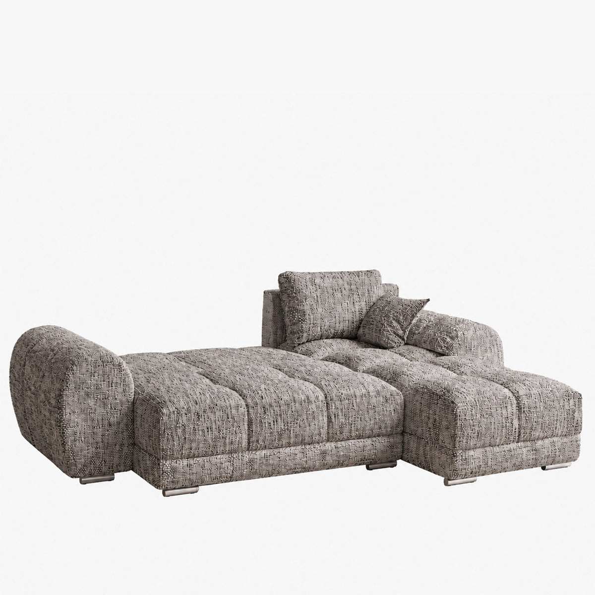 KAMILIA Canapé d'angle convertible avec coffre en tissu gris - Angle droit - Canapé d'angle convertible - Mobilier Deco