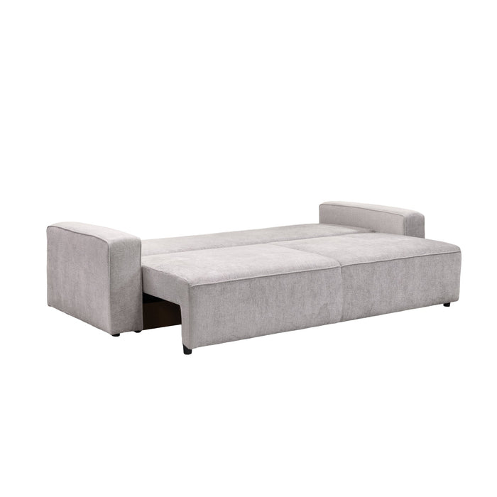 KARLOS Canapé 3 places convertible en tissu gris clair