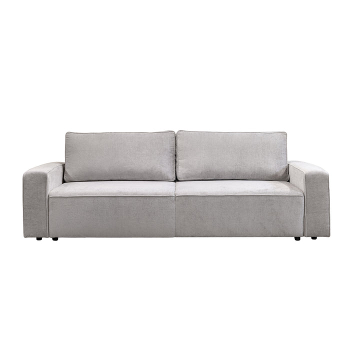 KARLOS Canapé 3 places convertible en tissu gris clair