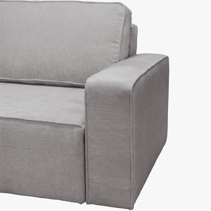 KARLOS Canapé d'angle convertible en tissu gris clair - Angle droit