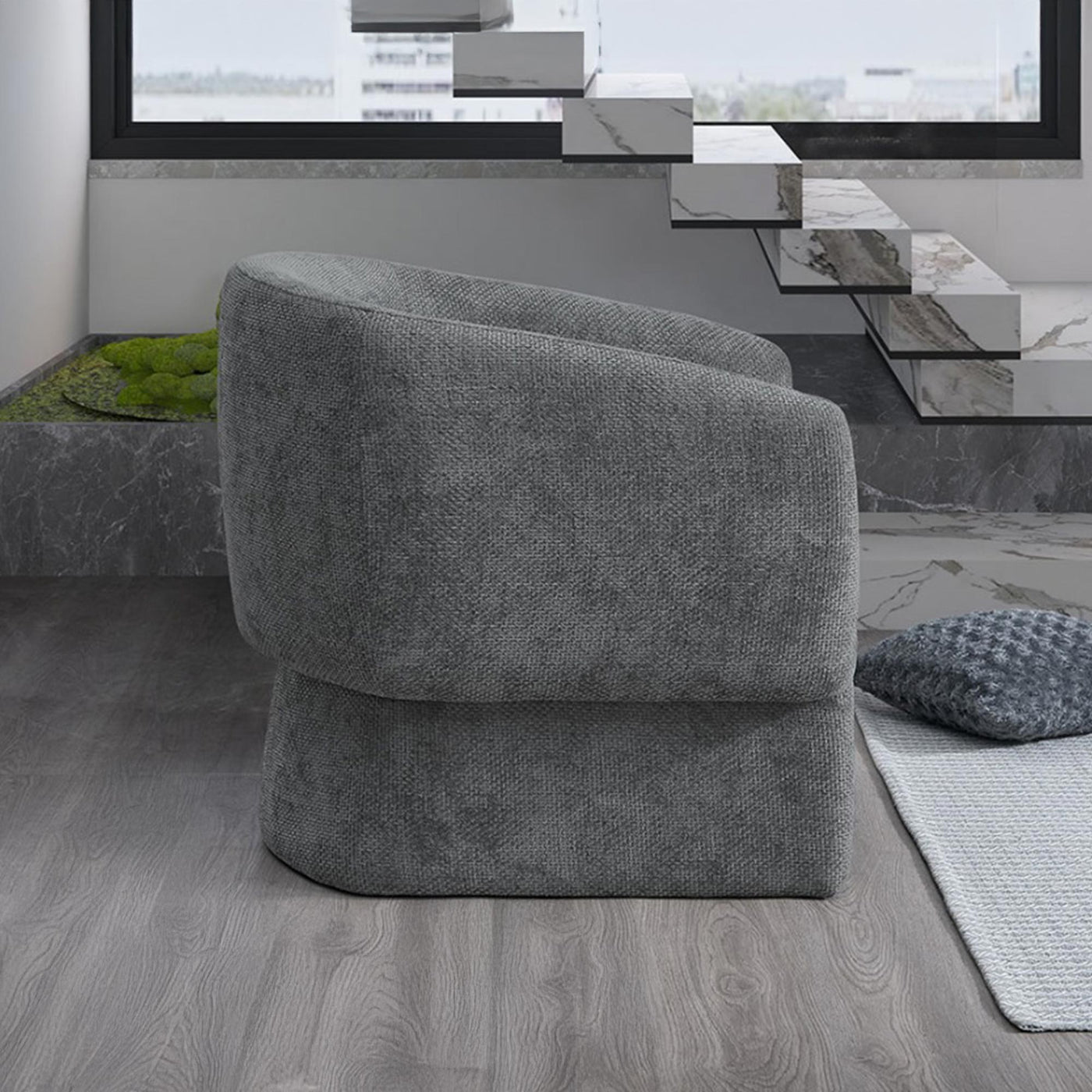 KAYLI Fauteuil cabriolet en tissu gris