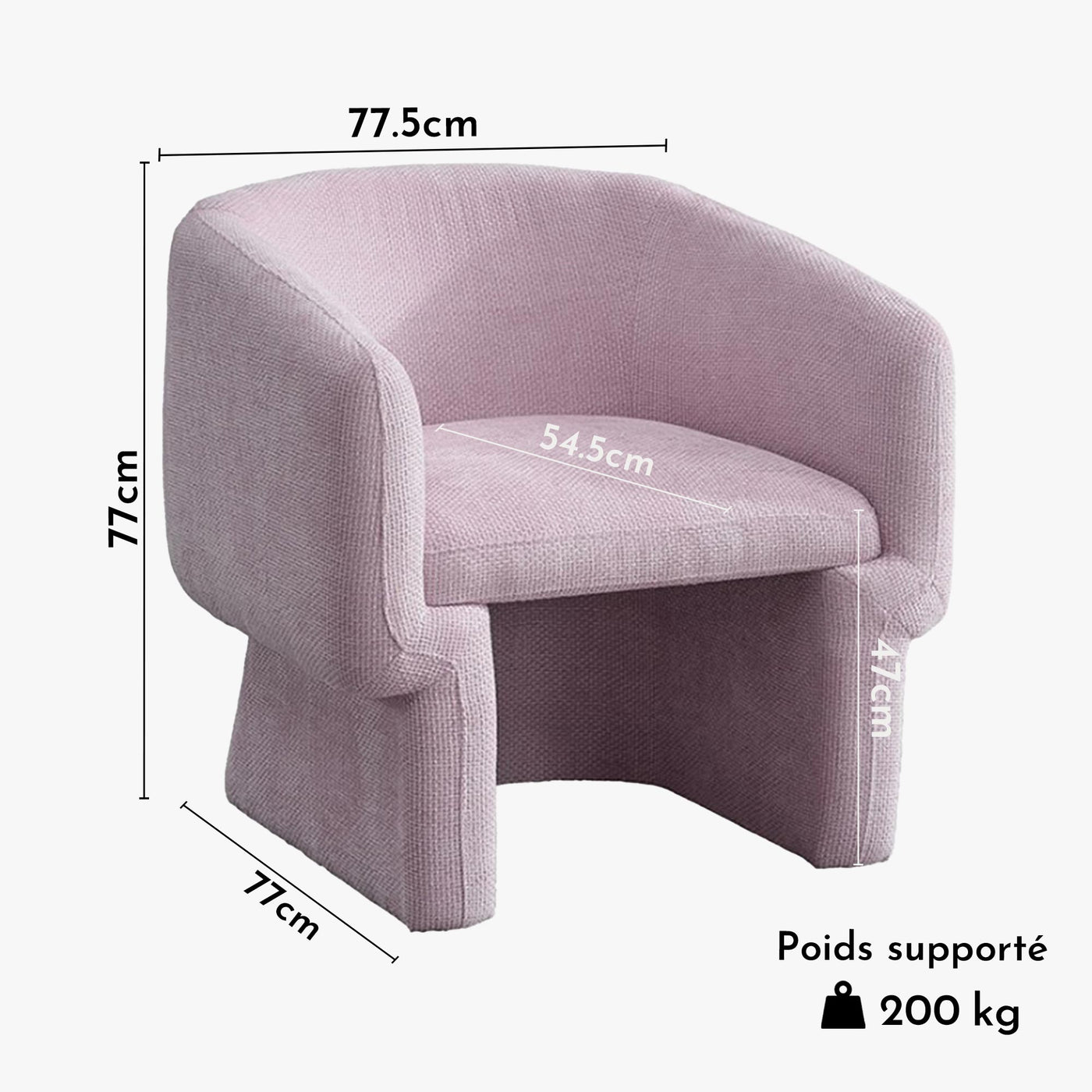 KAYLI Fauteuil cabriolet en tissu rose - Fauteuils - Mobilier Deco