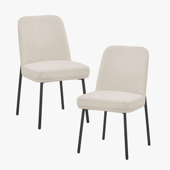 KAYNA Lot de 2 chaises en tissu beige pieds en métal noir