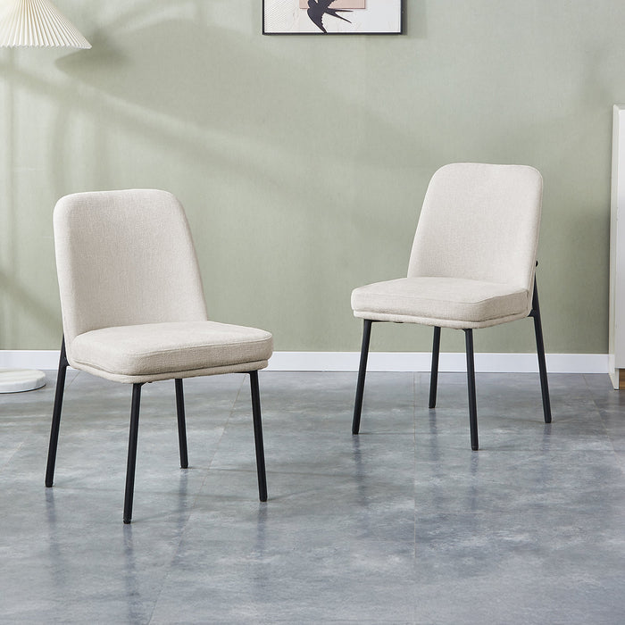 KAYNA Lot de 2 chaises en tissu beige pieds en métal noir