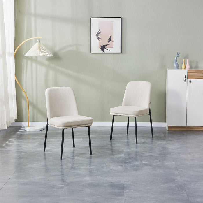 KAYNA Lot de 2 chaises en tissu beige pieds en métal noir