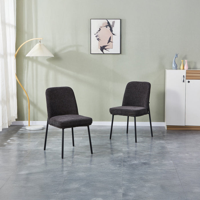 KAYNA Lot de 2 chaises en tissu gris foncé pieds en métal noir