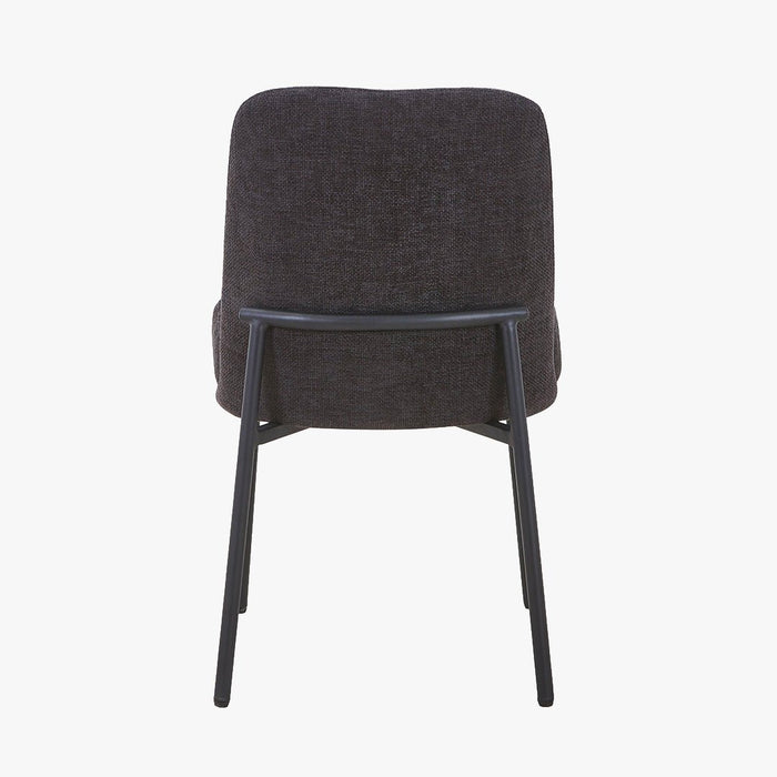 KAYNA Lot de 2 chaises en tissu gris foncé pieds en métal noir
