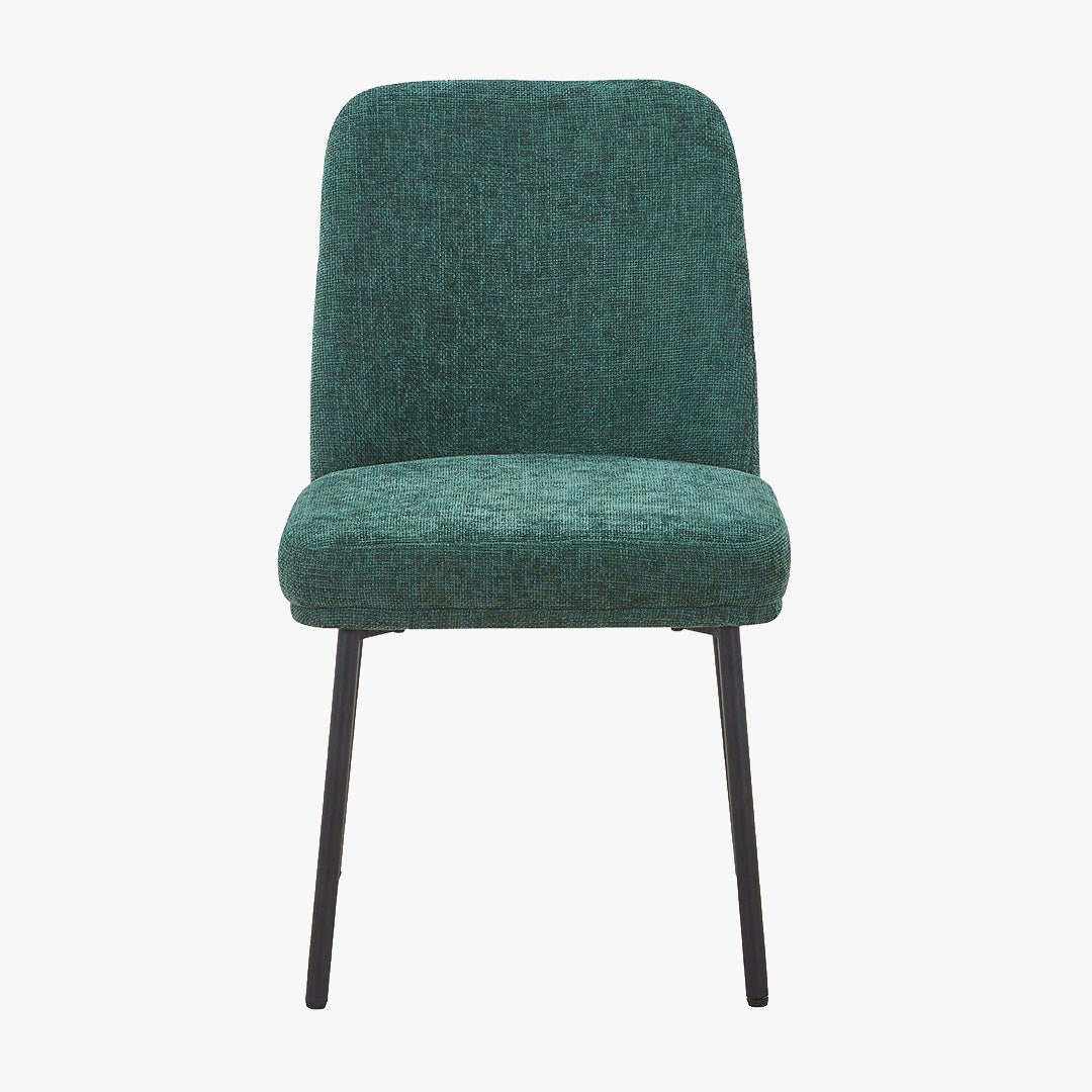 KAYNA Lot de 2 chaises en tissu vert pieds en métal noir - Chaise de repas - Mobilier Deco