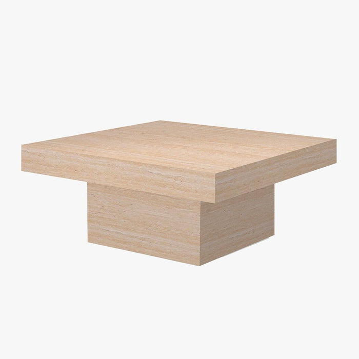 KAYZA Table basse carrée en marbre d'ingénierie couleur travertin