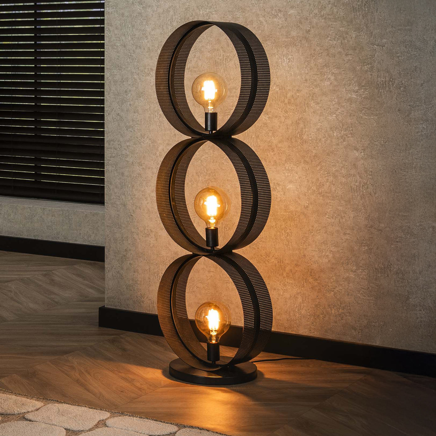 KENA Lampadaire 3 ampoules en métal gris foncé 40x120 cm