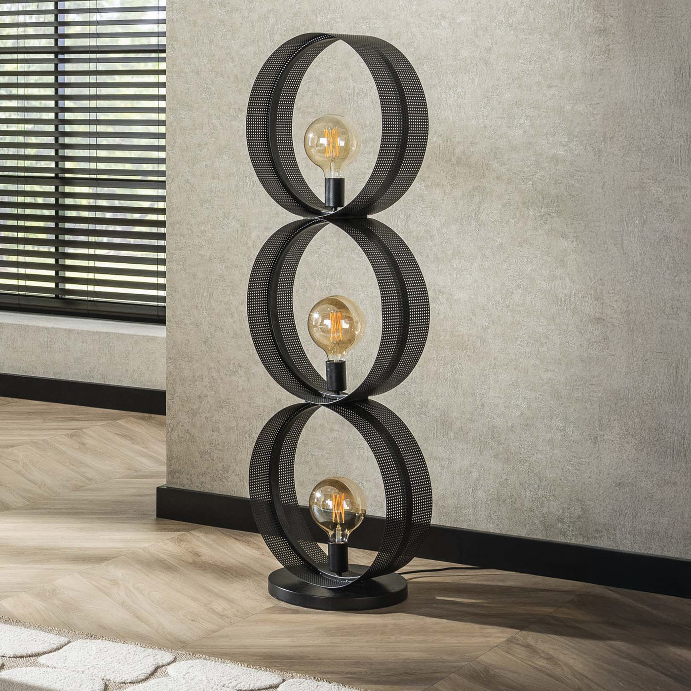 KENA Lampadaire 3 ampoules en métal gris foncé 40x120 cm