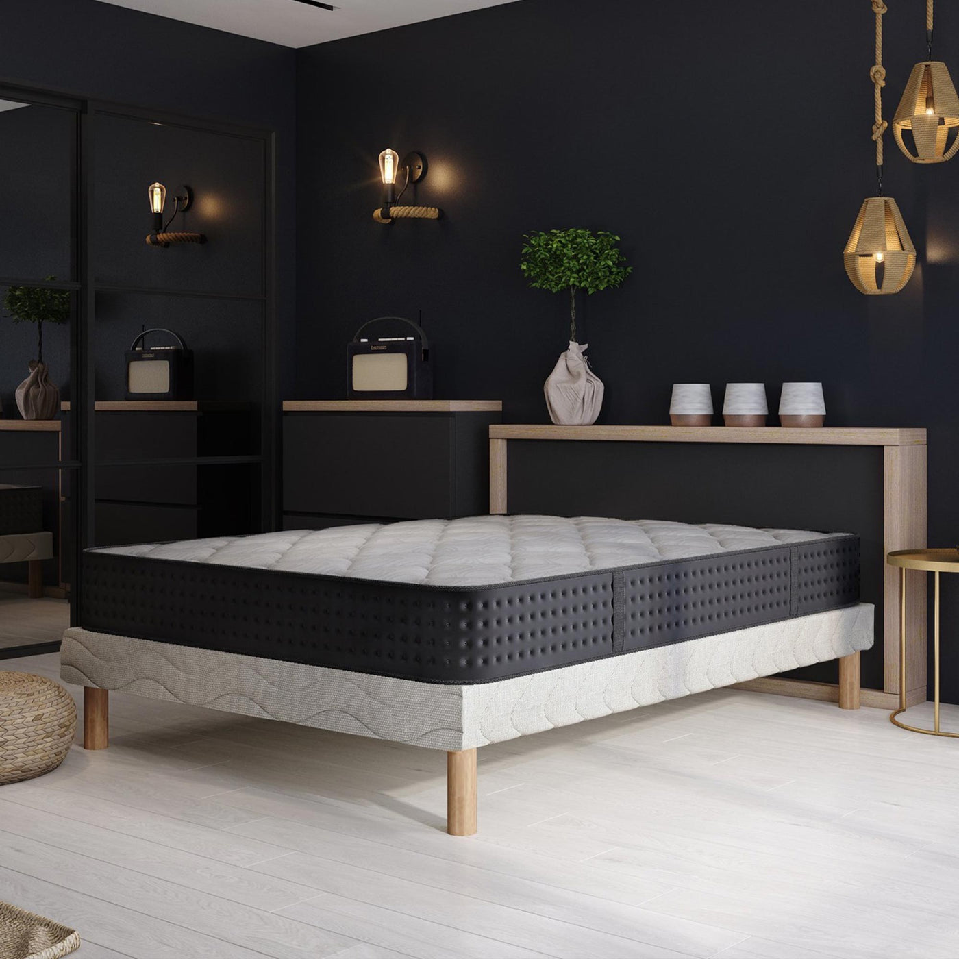 KENAN Ensemble sommier + matelas 26 cm 140x190
