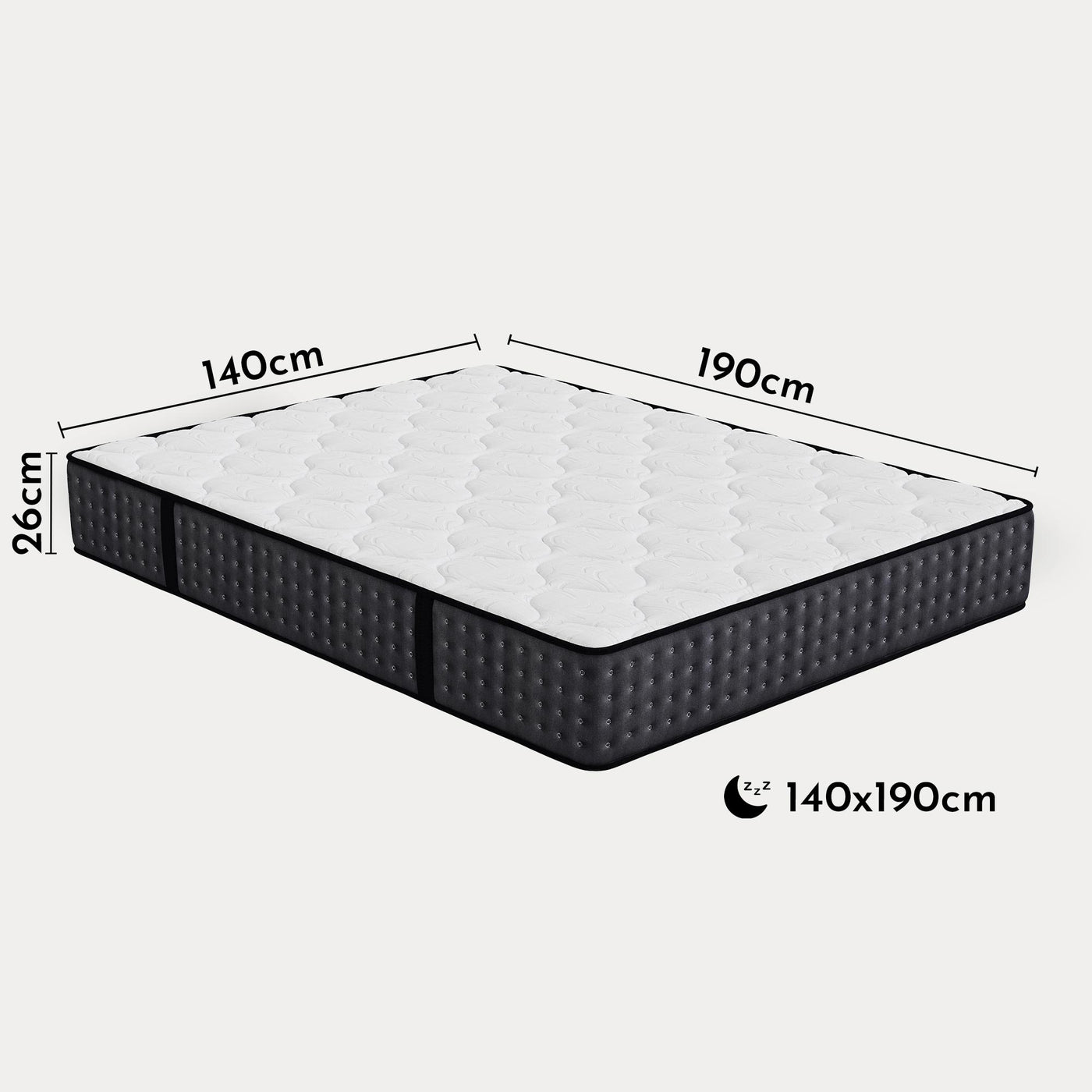 KENAN Matelas en mousse 140x190 cm épaisseur 26 cm