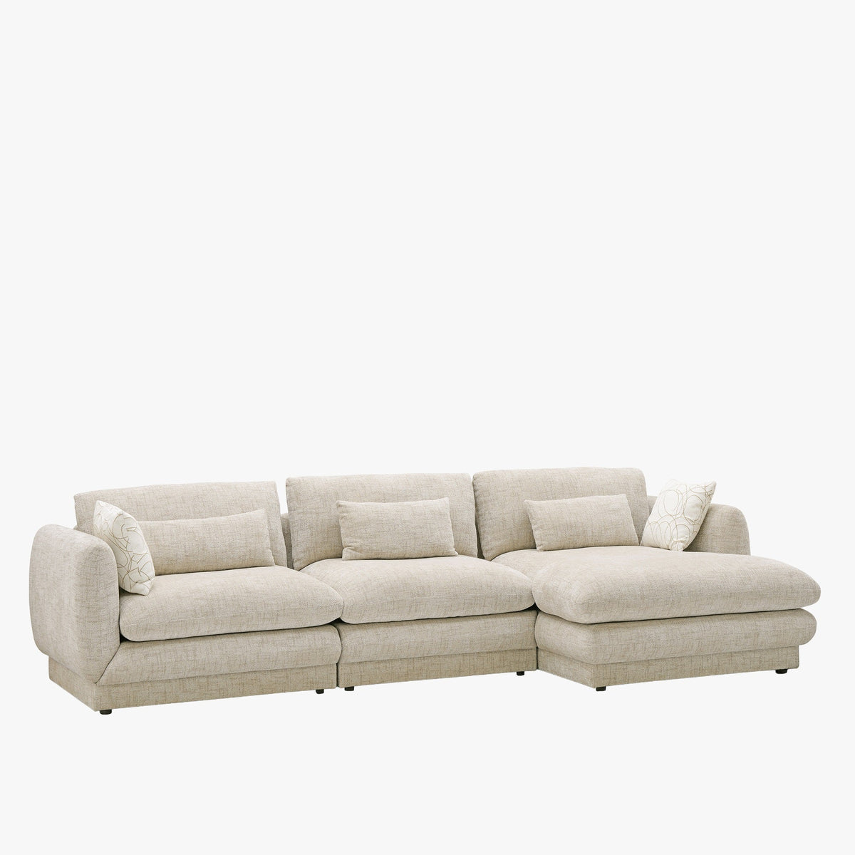 KENDAL Canapé d'angle en tissu beige - Angle droit - Canapés d'angle - Mobilier Deco