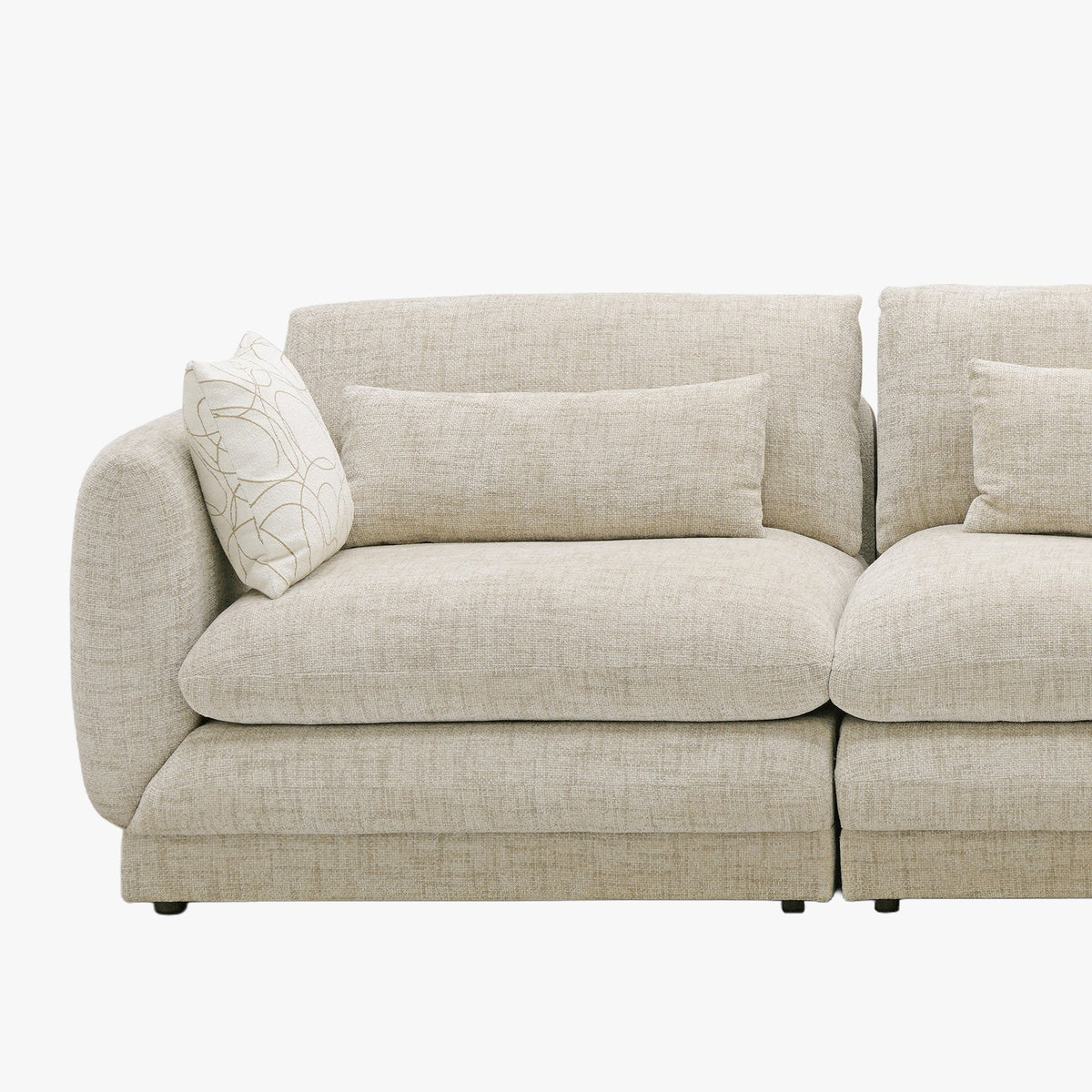 KENDAL Canapé d'angle en tissu beige - Angle droit - Canapés d'angle - Mobilier Deco