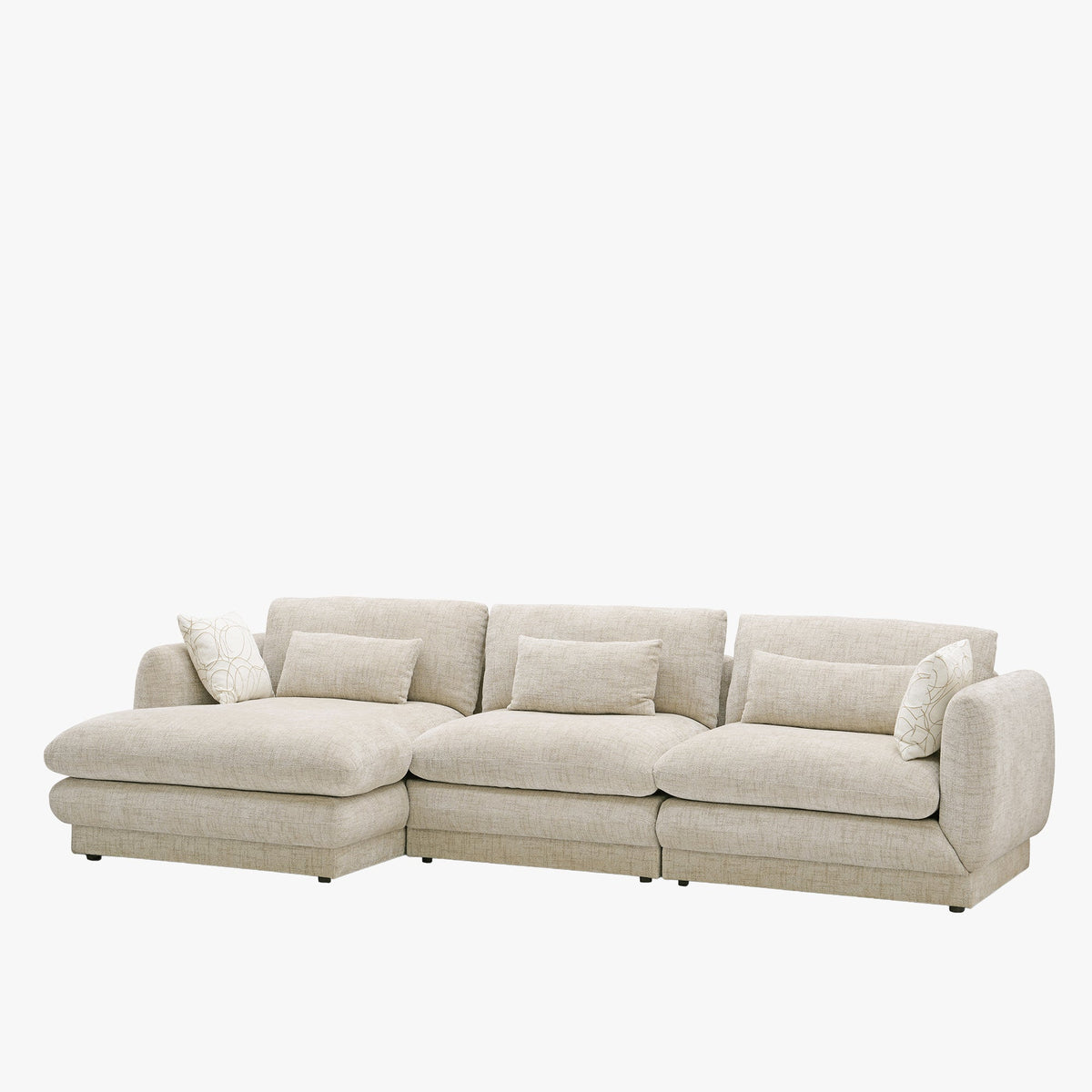 KENDAL Canapé d'angle en tissu beige - Angle gauche - Canapés d'angle - Mobilier Deco