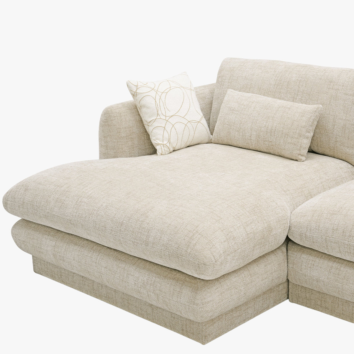 KENDAL Canapé d'angle en tissu beige - Angle gauche - Canapés d'angle - Mobilier Deco