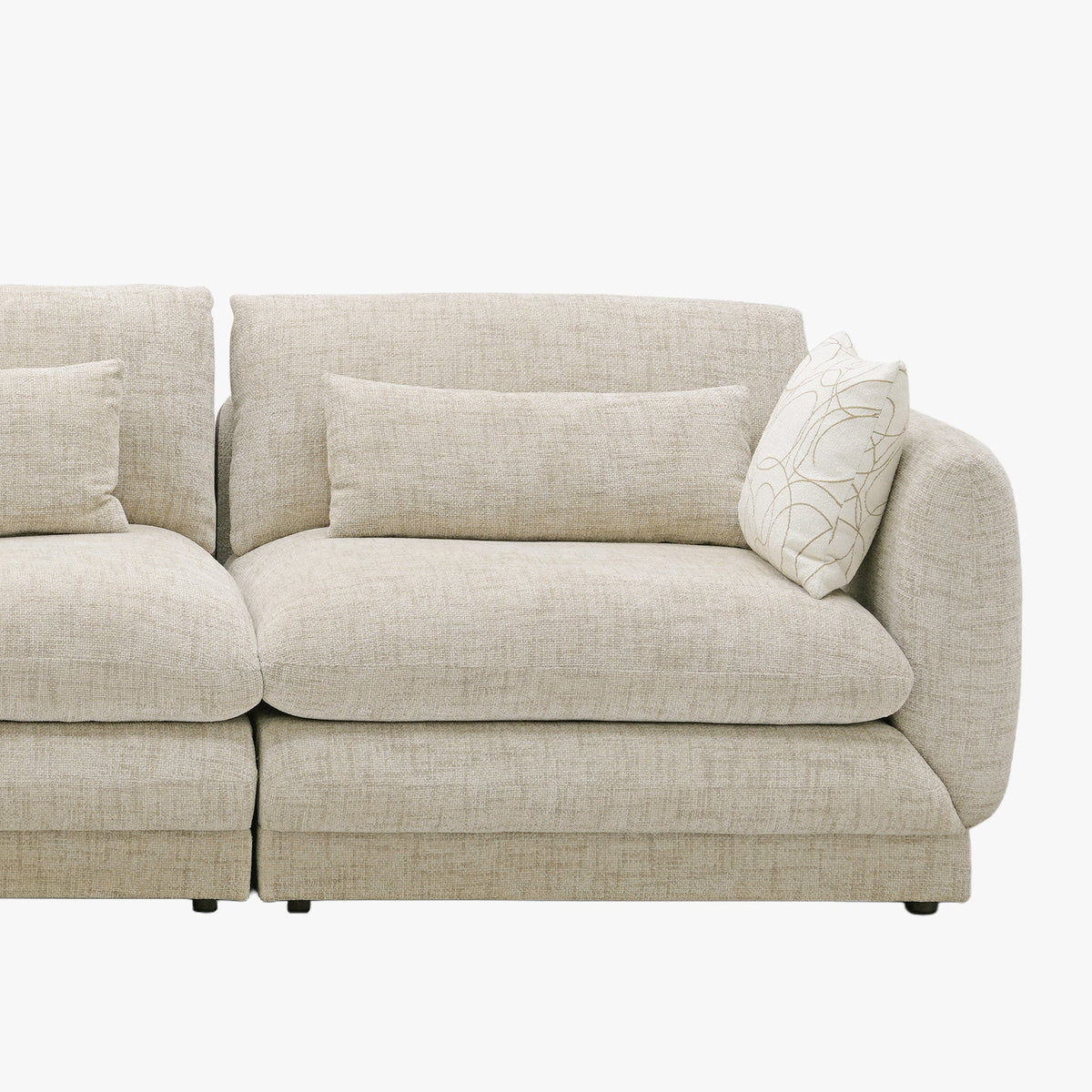 KENDAL Canapé d'angle en tissu beige - Angle gauche - Canapés d'angle - Mobilier Deco