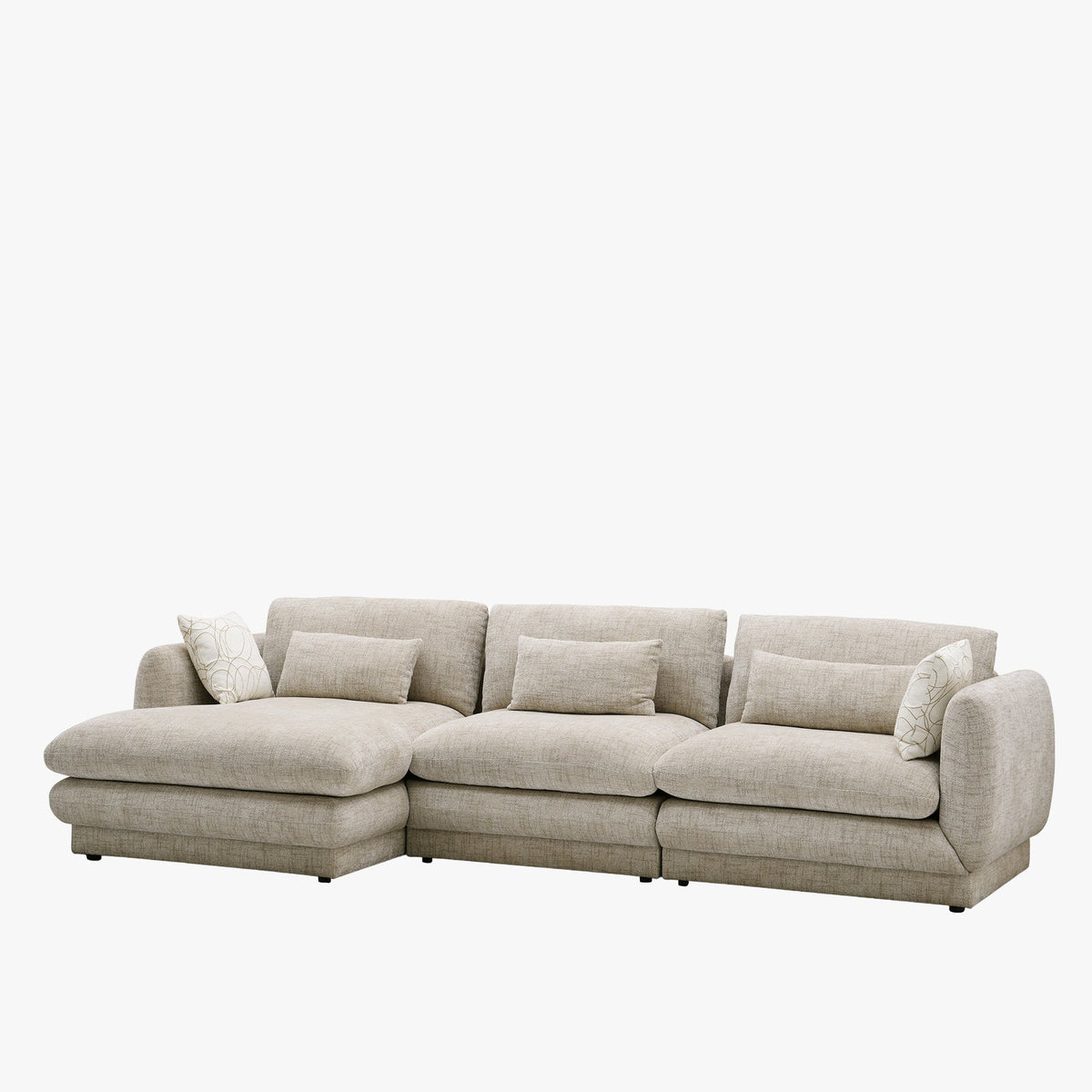 KENDAL Canapé d'angle en tissu taupe - Angle gauche - Canapés d'angle - Mobilier Deco