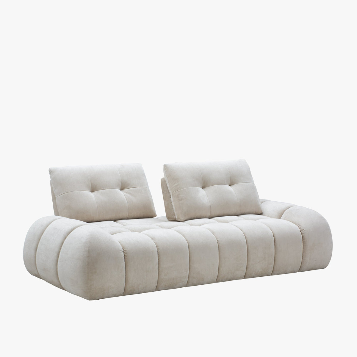 KESSY Canapé 3 places avec dossier amovible en tissu capitonné beige - Canapés fixes - Mobilier Deco