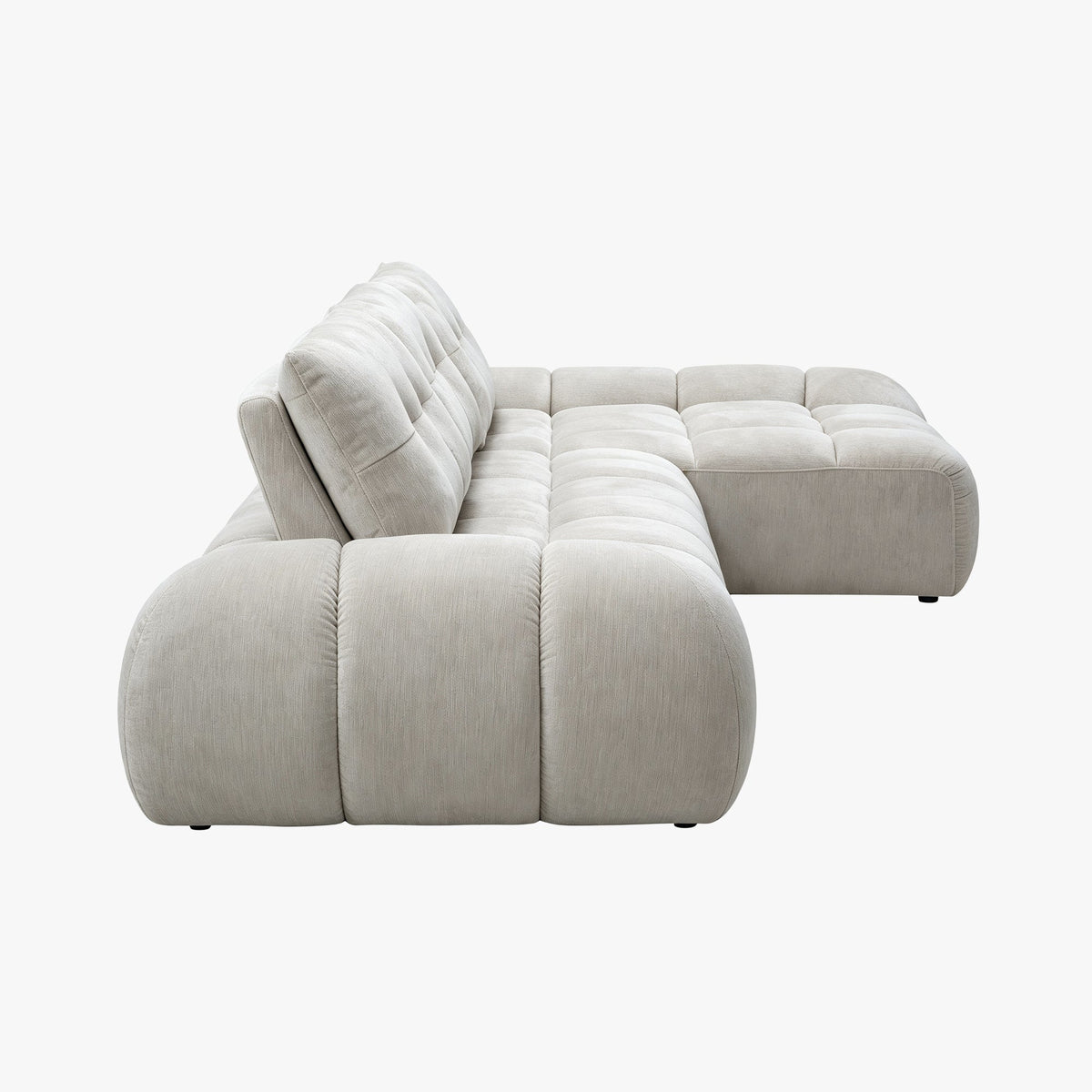 KESSY Canapé d'angle avec dossier amovible en tissu capitonné beige - Angle droit - Canapés d'angle - Mobilier Deco