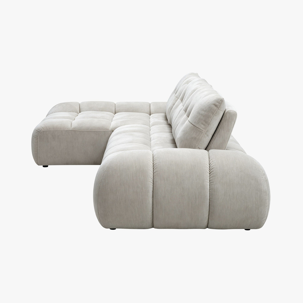 KESSY Canapé d'angle avec dossier amovible en tissu capitonné beige - Angle gauche - Canapés d'angle - Mobilier Deco