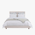 KIRA Lit double en tissu avec coffre en tissu beige 160x200 cm