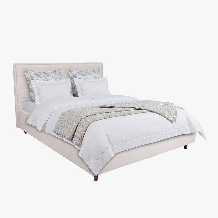 KIRA Lit double en tissu avec coffre en tissu beige 180x200 cm