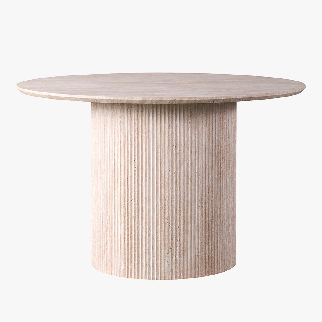 LAGOS - 120 Table à manger ronde couleur travertin 120 cm - Table à manger - Mobilier Deco