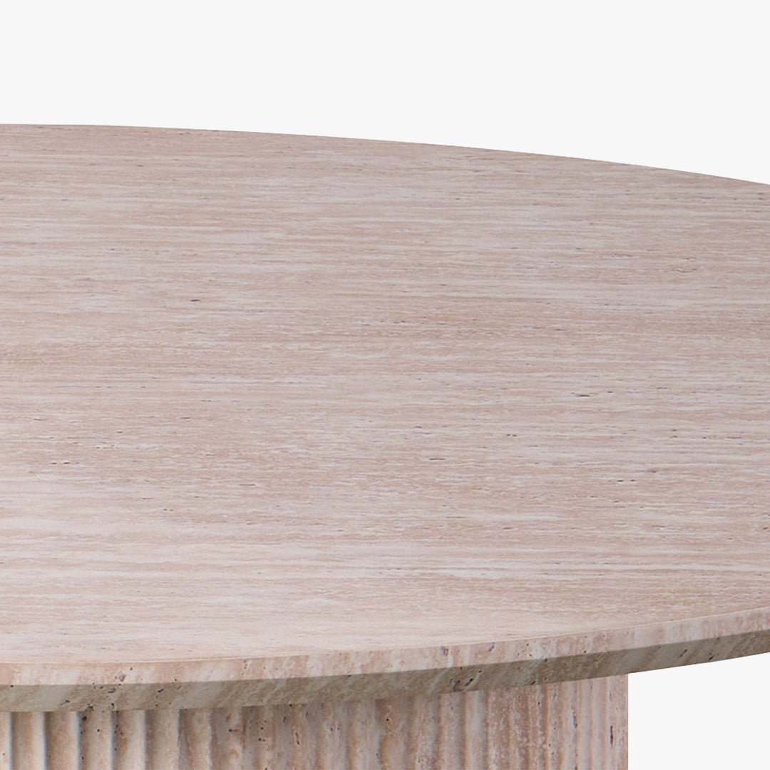 LAGOS - 120 Table à manger ronde couleur travertin 120 cm - Table à manger - Mobilier Deco
