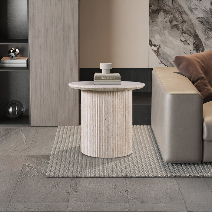 LAGOS - 50 Table d'appoint couleur travertin D50 cm