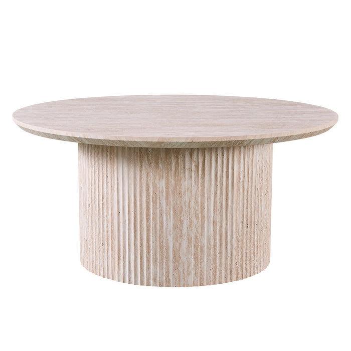 LAGOS - 80 Table basse ronde couleur travertin D80 cm