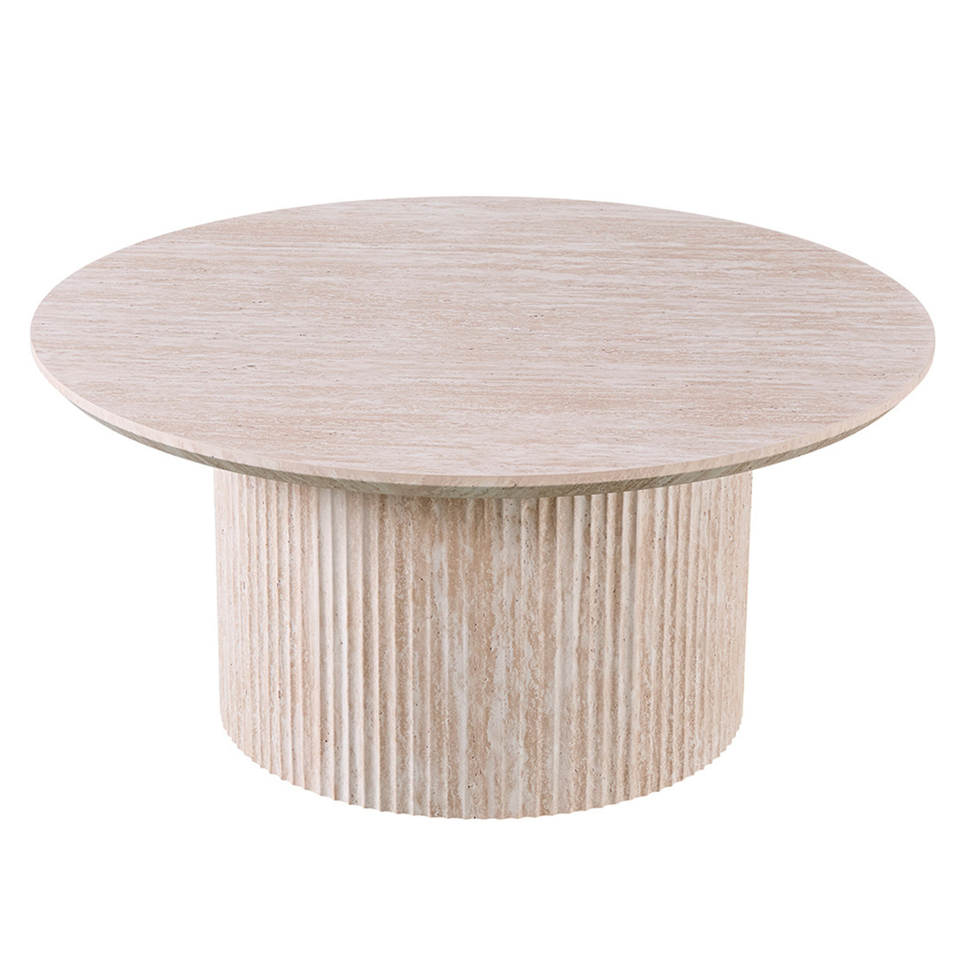 LAGOS - 80 Table basse ronde couleur travertin D80 cm