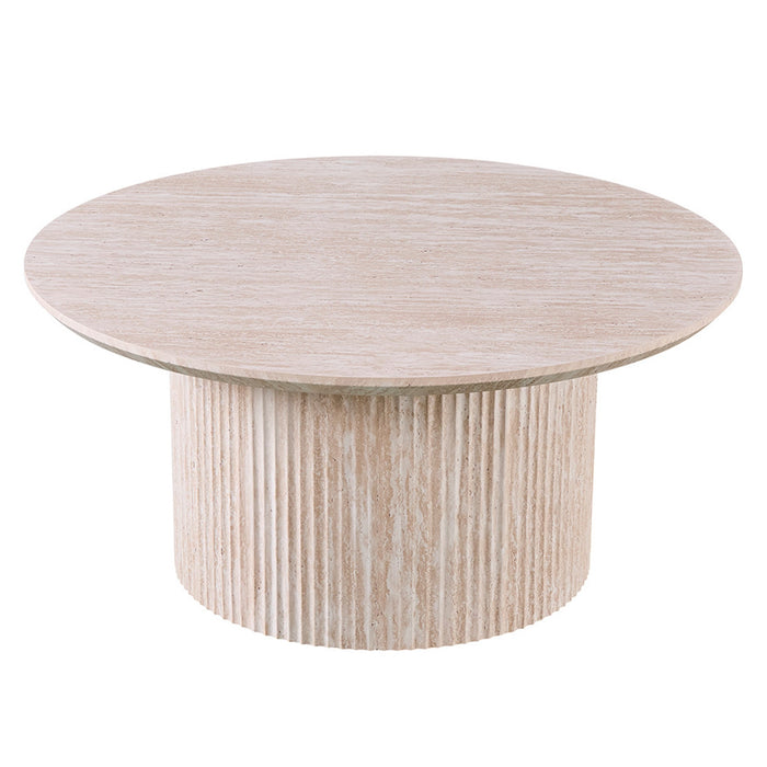 LAGOS - 80 Table basse ronde couleur travertin D80 cm