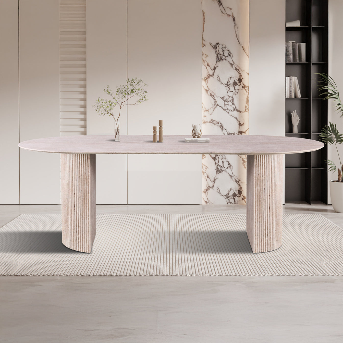 LAGOS - 200 Table à manger ovale couleur travertin 200 cm