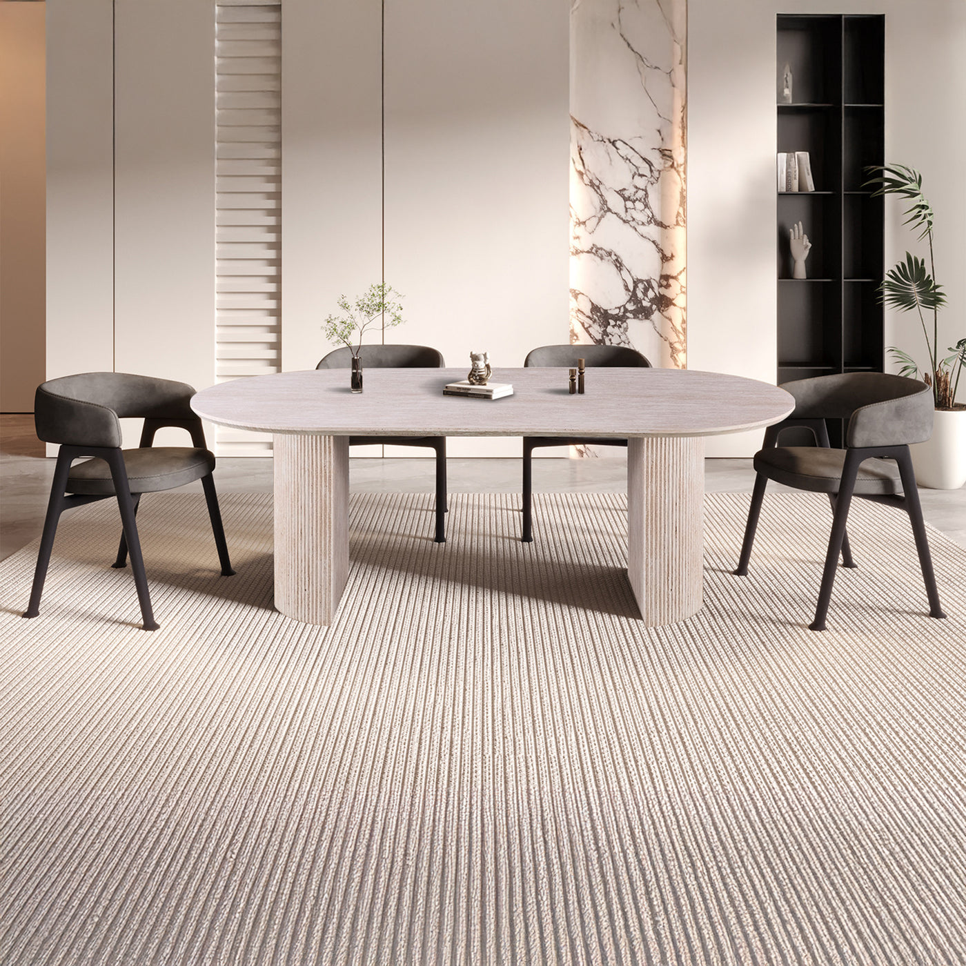 LAGOS - 200 Table à manger ovale couleur travertin 200 cm