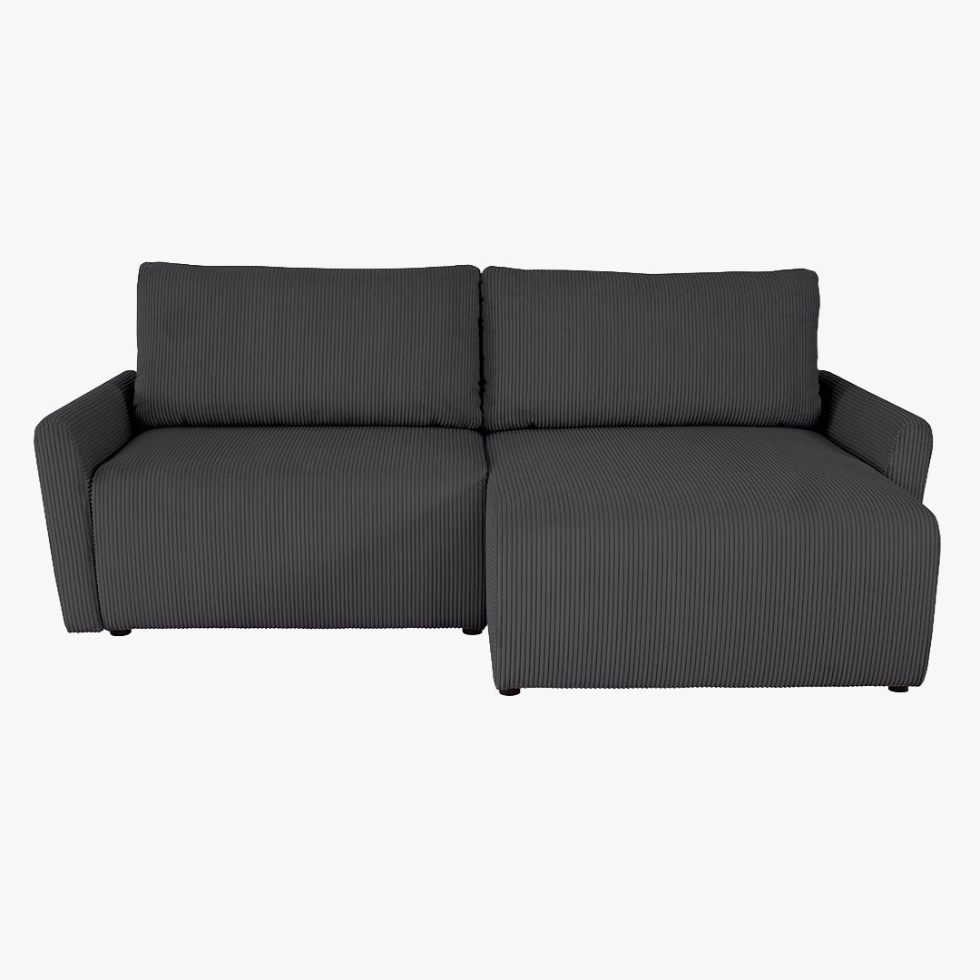 LANA Canapé d'angle convertible et réversible avec coffre en tissu gris foncé - Canapé d'angle convertible - Mobilier Deco