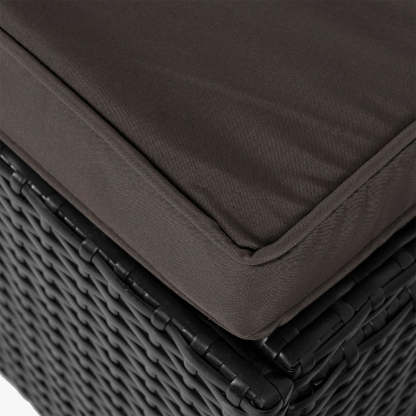 LARGO Fauteuil de jardin en rotin et tissu marron - Mobilier de jardin - Mobilier Deco