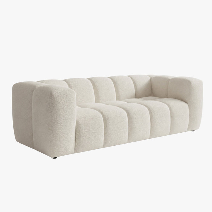 LAYANE Canapé 3 places tissu bouclette beige