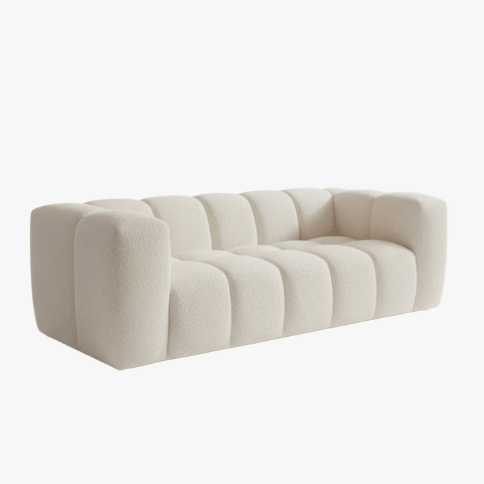 LAYANE Canapé 3 places tissu bouclette beige