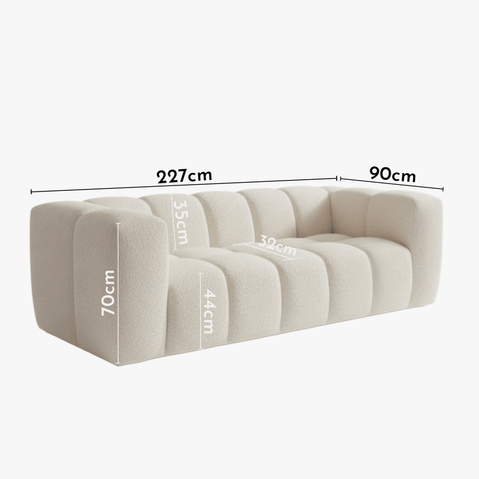 LAYANE Canapé 3 places tissu bouclette beige