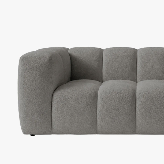 LAYANE Canapé 3 places tissu bouclette gris clair