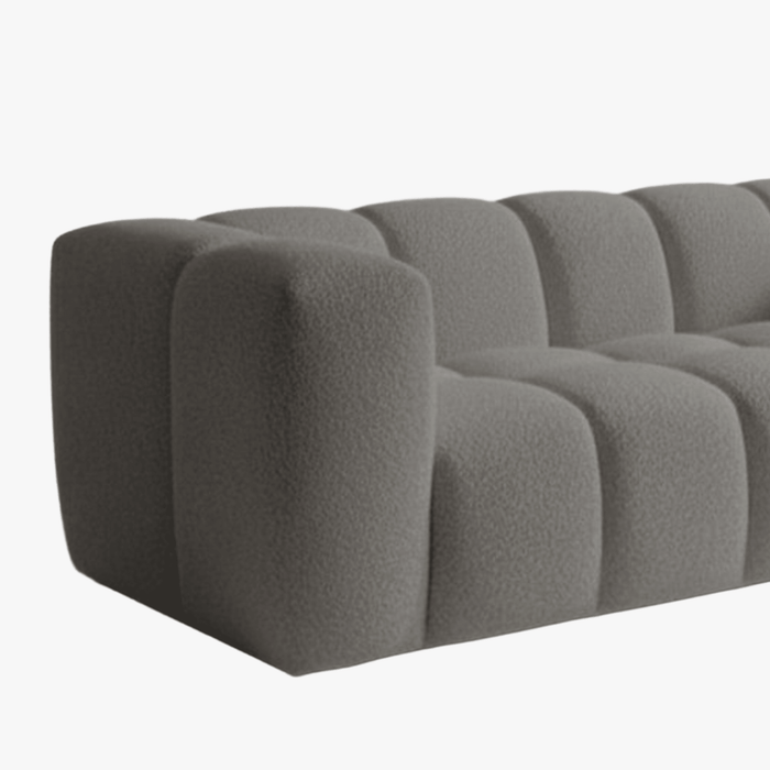 LAYANE Canapé 3 places tissu bouclette gris clair