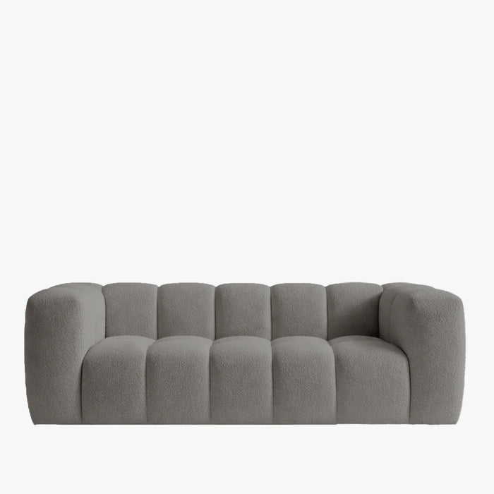 LAYANE Canapé 3 places tissu bouclette gris clair