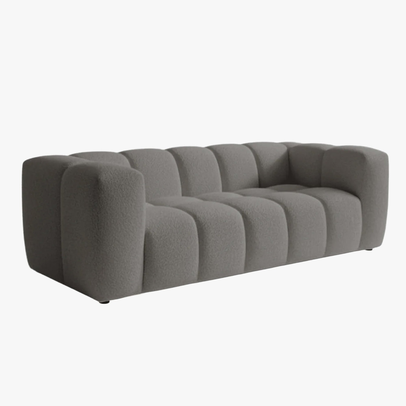 LAYANE Canapé 3 places tissu bouclette gris clair - Canapés fixes - Mobilier Deco
