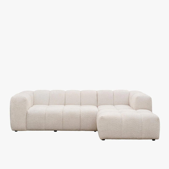 LAYANE Canapé d'angle tissu bouclette beige - Angle droit