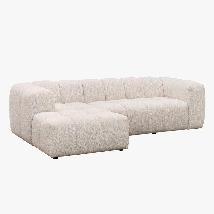 LAYANE Canapé d'angle tissu bouclette beige - Angle gauche