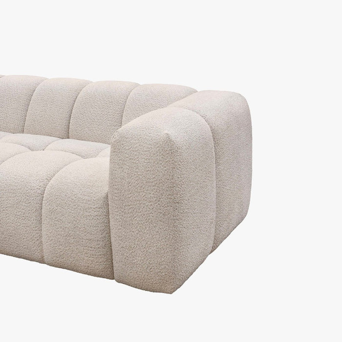 LAYANE Canapé d'angle tissu bouclette beige - Angle gauche