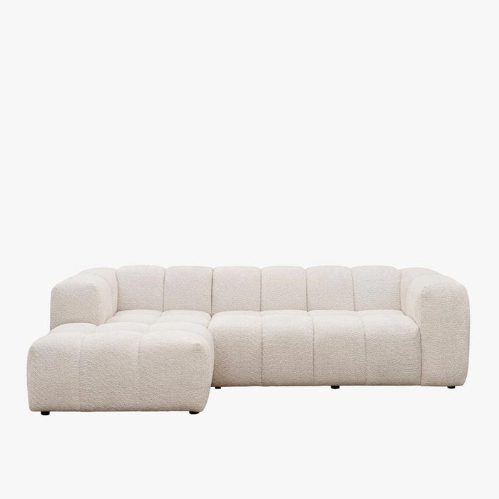 LAYANE Canapé d'angle tissu bouclette beige - Angle gauche